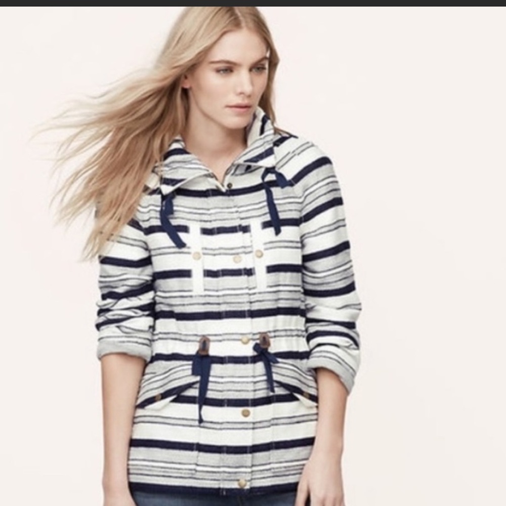 NWOT Loft Breton Striped Marine blue Anorak Jacket